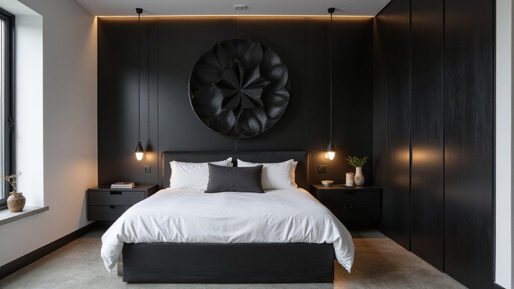 charcoal black bedroom elegance