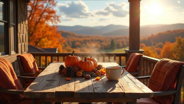 A table with pumpkins and fall decorations on it