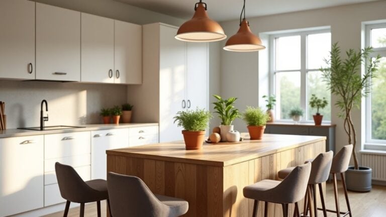 A kitchen with a table and chairs