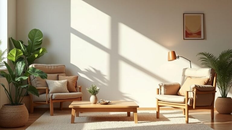 A living room with two chairs and a table