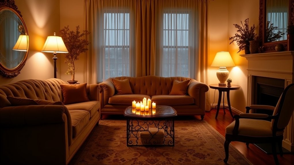 A living room with two couches and a fireplace