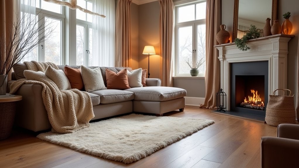 layered cozy winter textiles