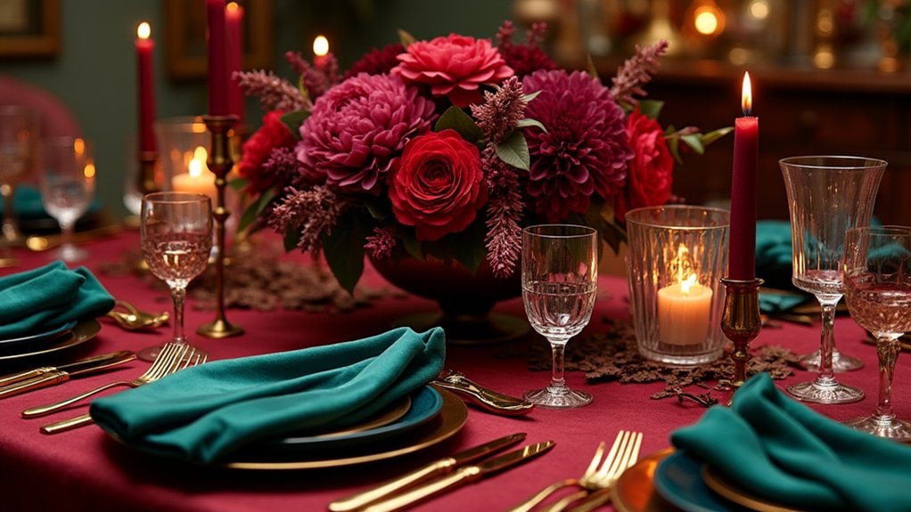 moody jewel toned thanksgiving table