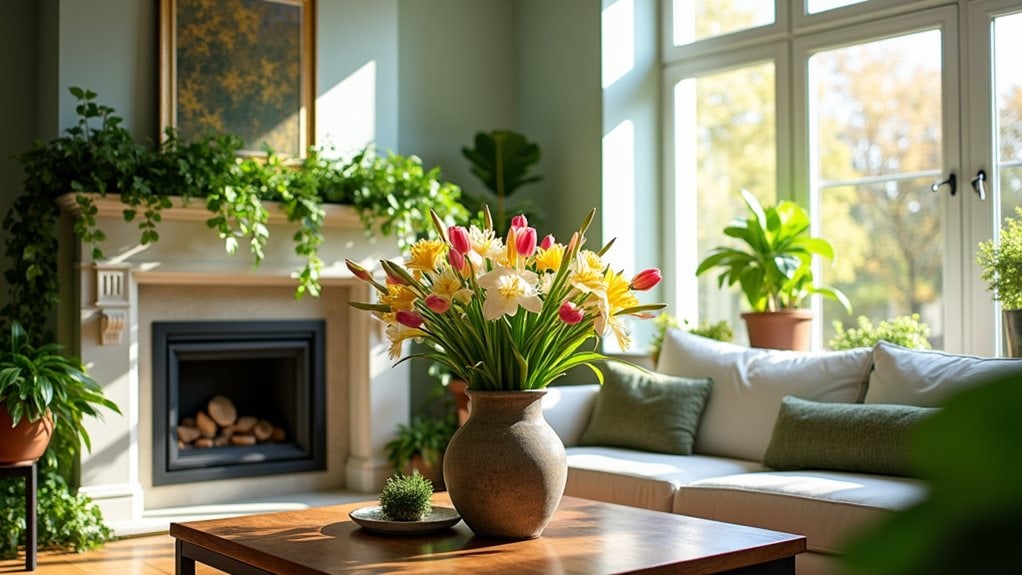 seasonal flowers and greenery