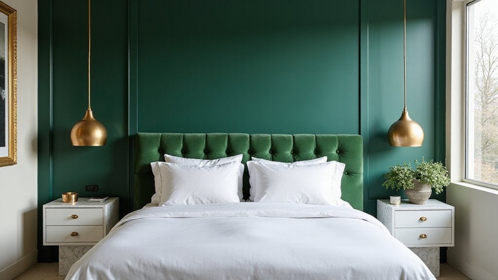sophisticated emerald green bedroom