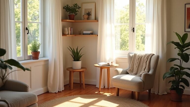 A living room with a chair, a table and a window