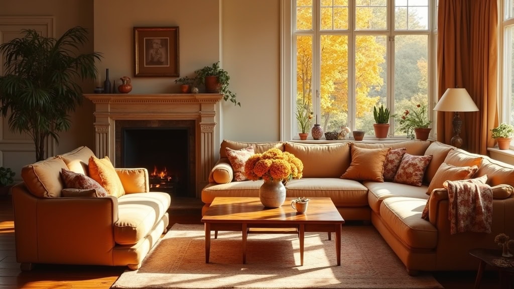 A living room with a fireplace and couches.