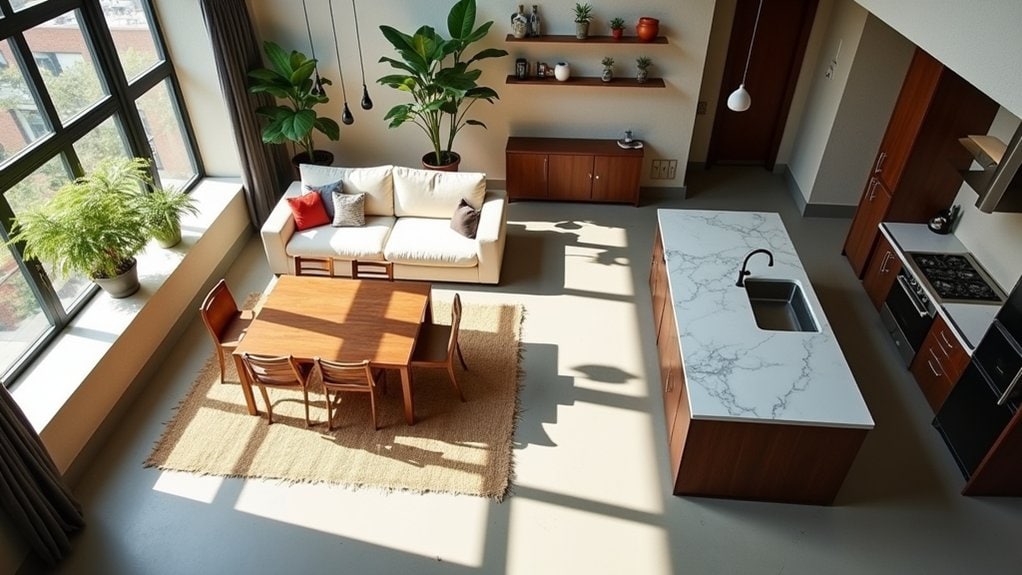 stylish segmented open spaces