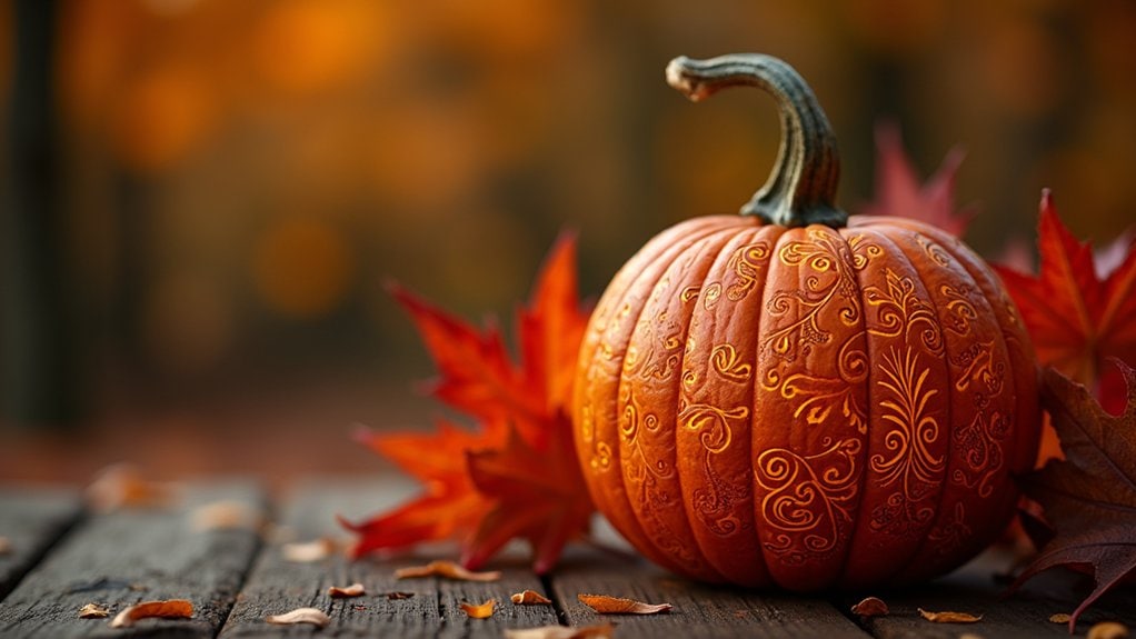 metallic leaf pumpkin decor