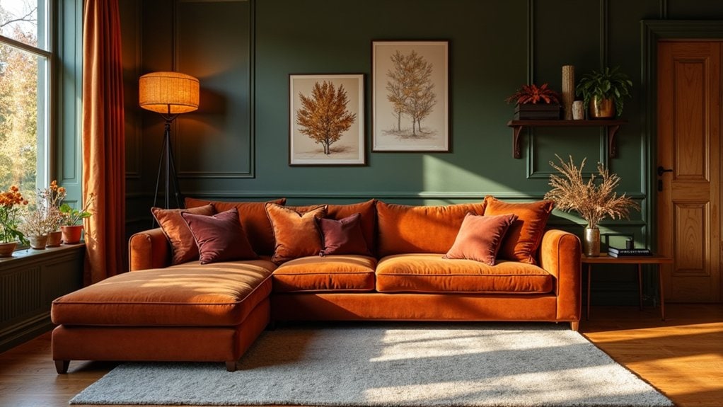 navy burnt orange gold accents