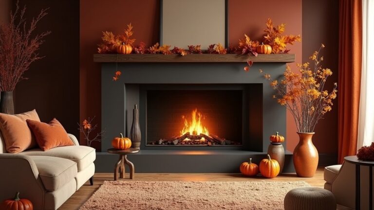 stylish fall fireplace decor