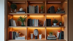 designer inspired bookshelf styling
