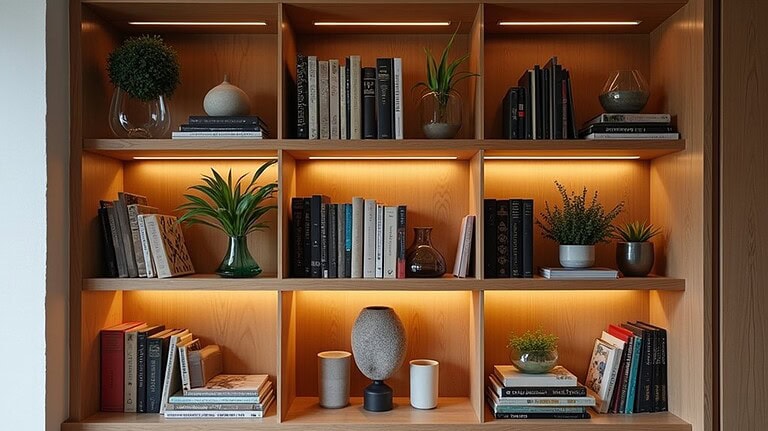 designer inspired bookshelf styling