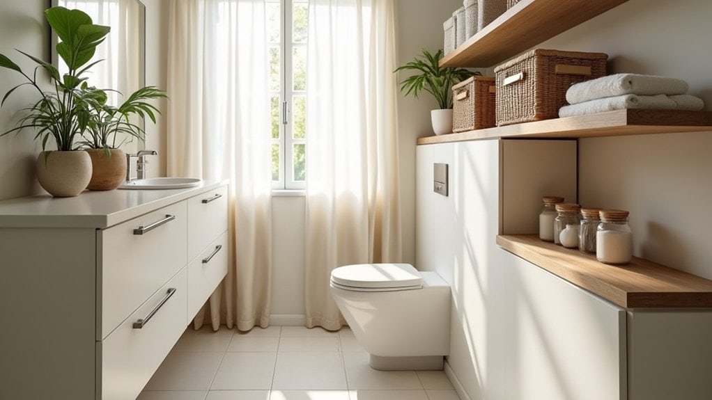 maximize vertical bathroom storage