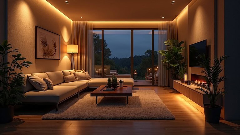 nighttime ambiance through lighting